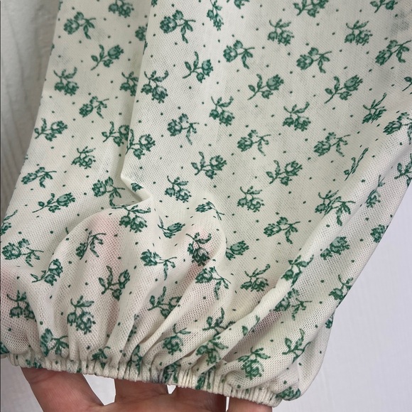 Free People - Cream Combo Sweetie Pie Floral Sheer Wrap Long Sleeve Blouse Small - Picture 5 of 11